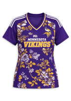 Women's Minnesota Vikings Floral V-Neck T Shirt