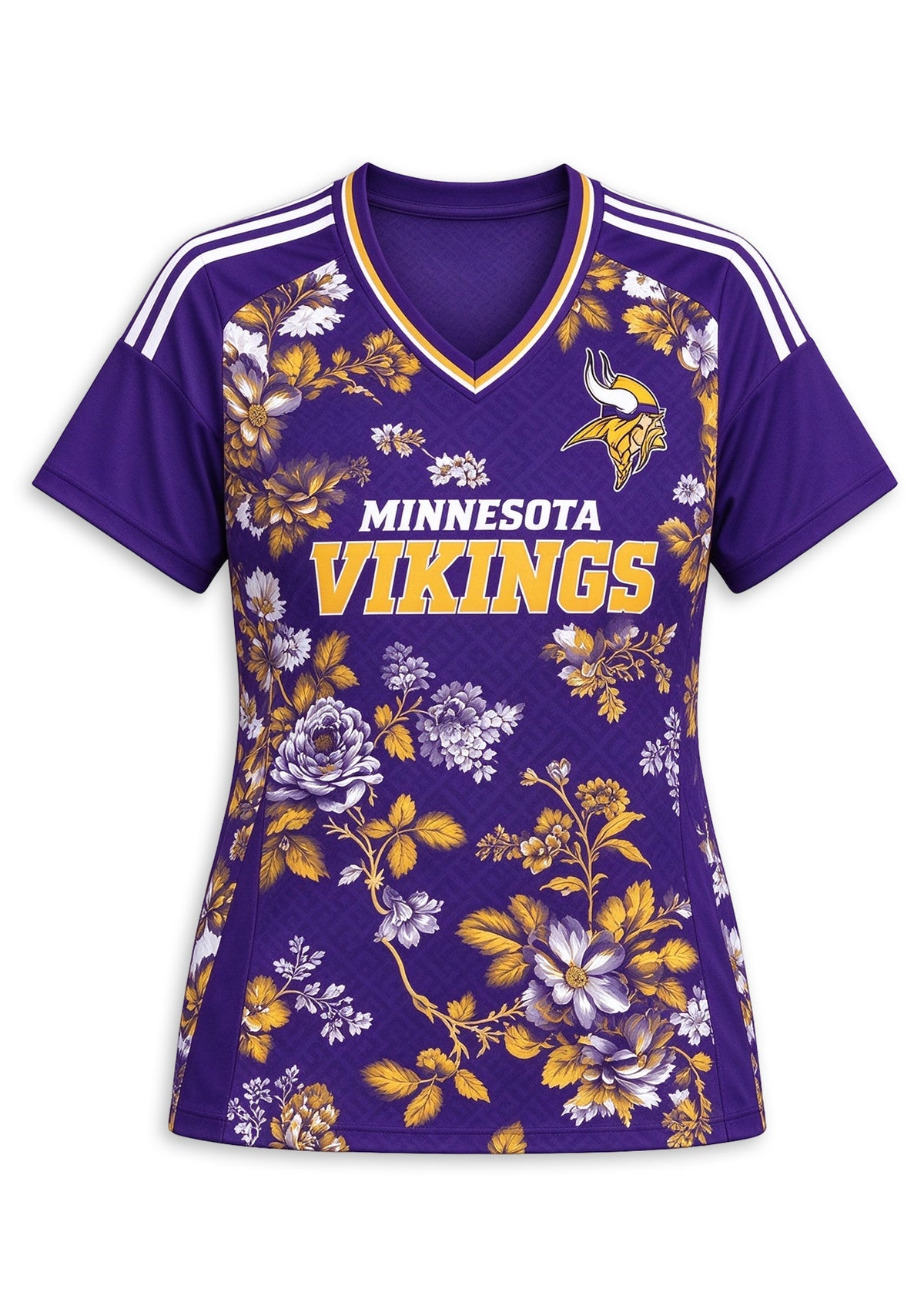 Women's Minnesota Vikings Floral V-Neck T Shirt