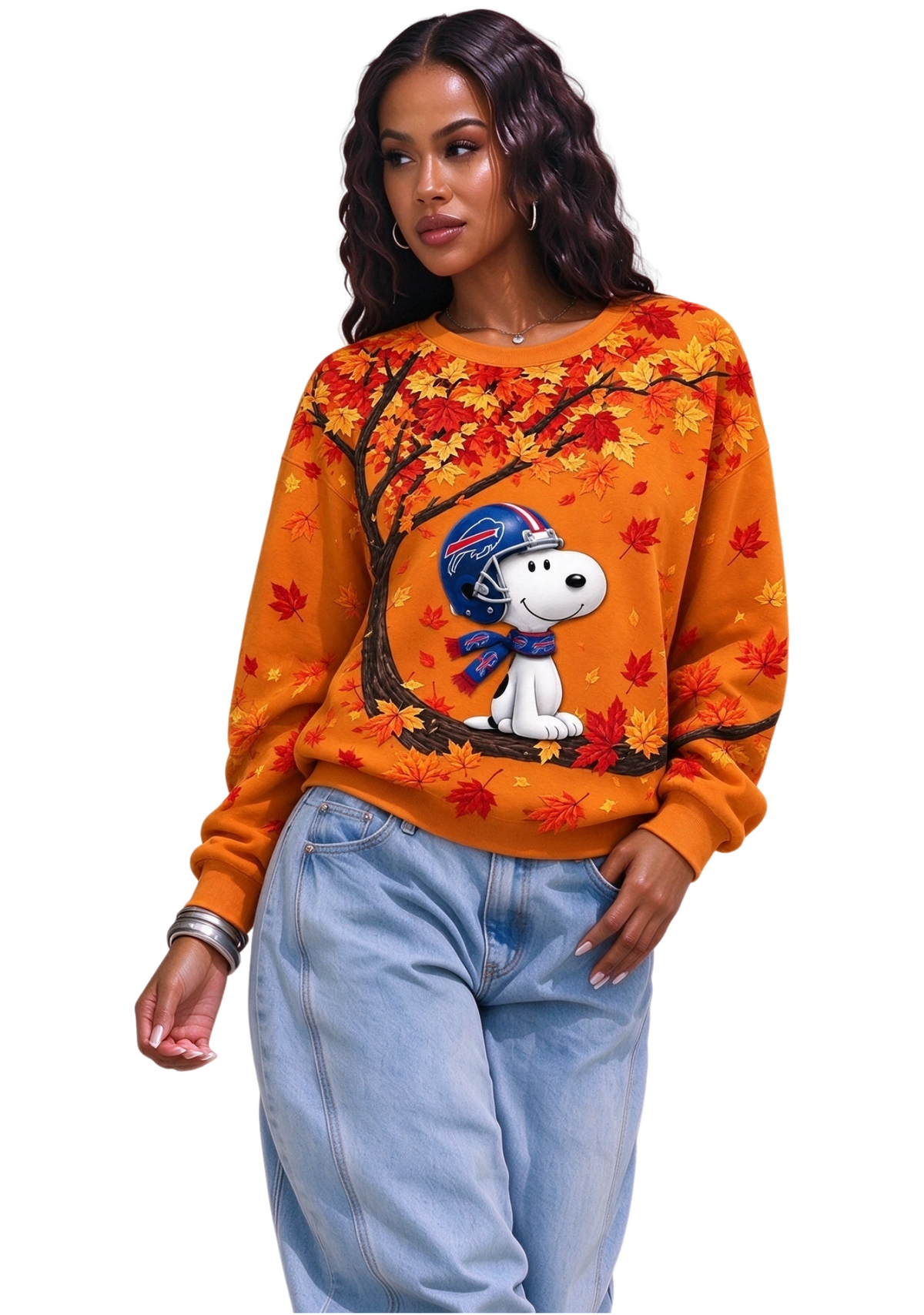 Women's Buffalo Bills Snoopy Autumn Maple Leaf Tree Sweatshirt Main image
