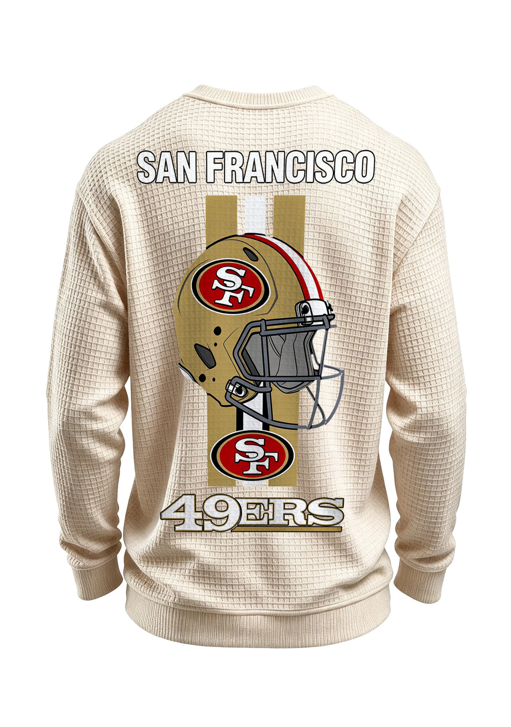 San Francisco 49ers Helmet Logo Waffle Knit Crewneck Sweatshirt