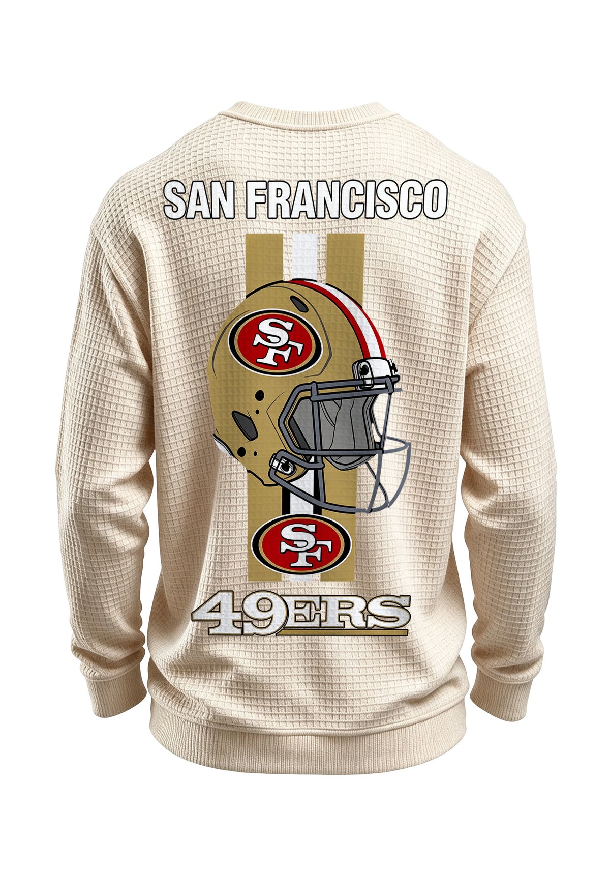 San Francisco 49ers Helmet Logo Waffle Knit Crewneck Sweatshirt