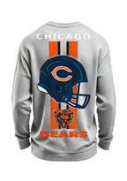 Chicago Bears Helmet Bear Logo Waffle Knit Crewneck Sweatshirt
