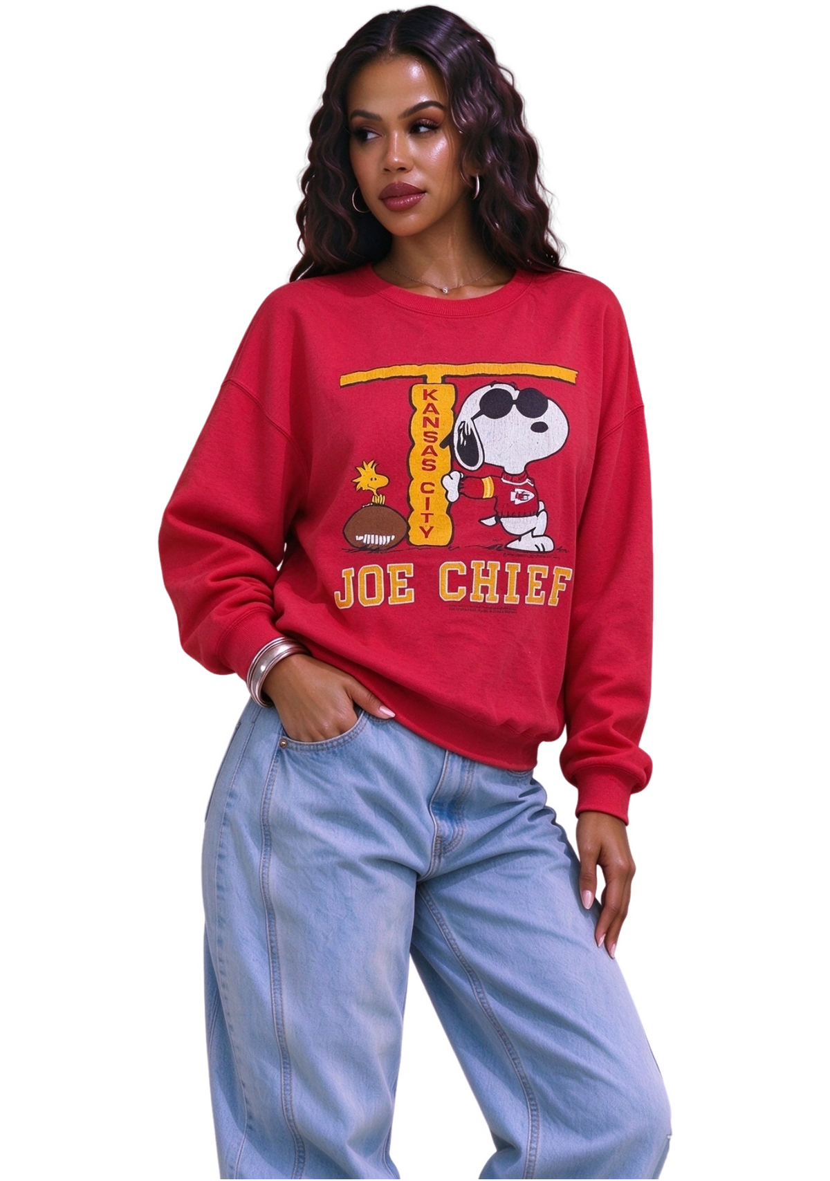 Women's Kansas City Chiefs Joe Chief Snoopy Woodstock Sweatshirt