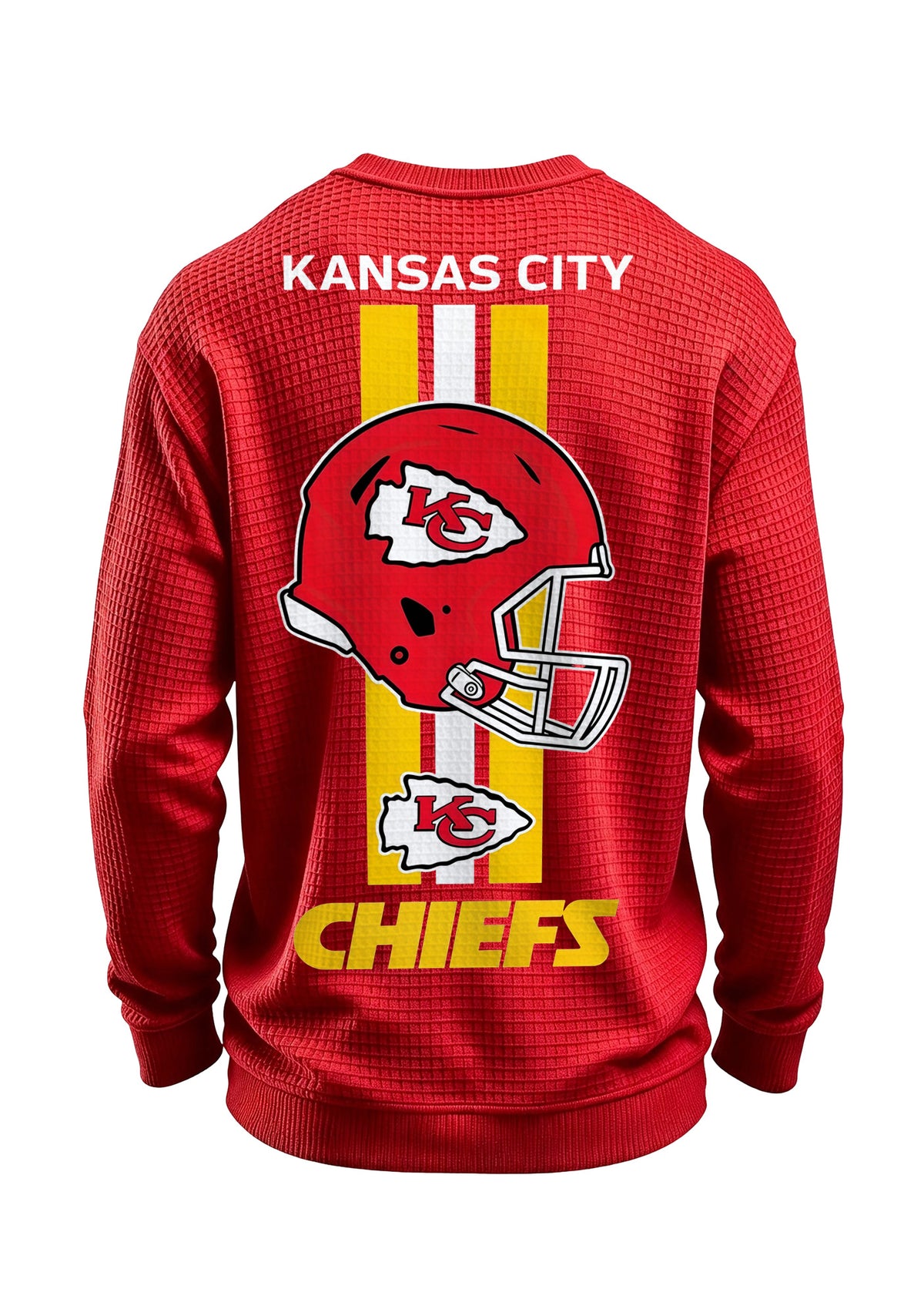 Kansas City Chiefs Helmet Waffle Knit Crewneck Sweatshirt
