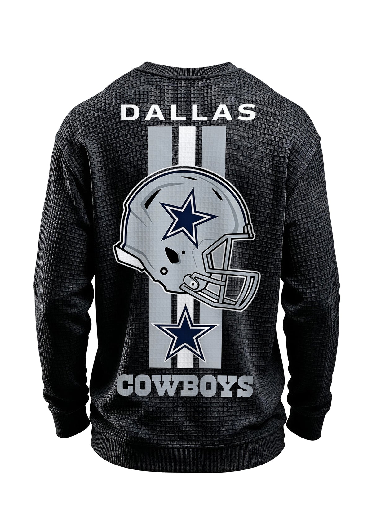 Dallas Cowboys Helmet Star Logo Waffle Knit Crewneck Sweatshirt