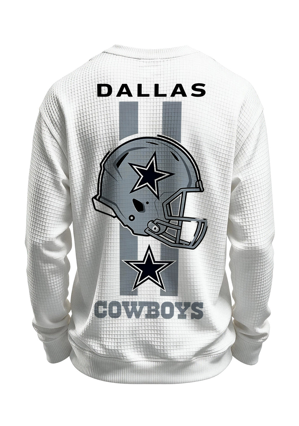 Dallas Cowboys Helmet Star Logo Waffle Knit Crewneck Sweatshirt