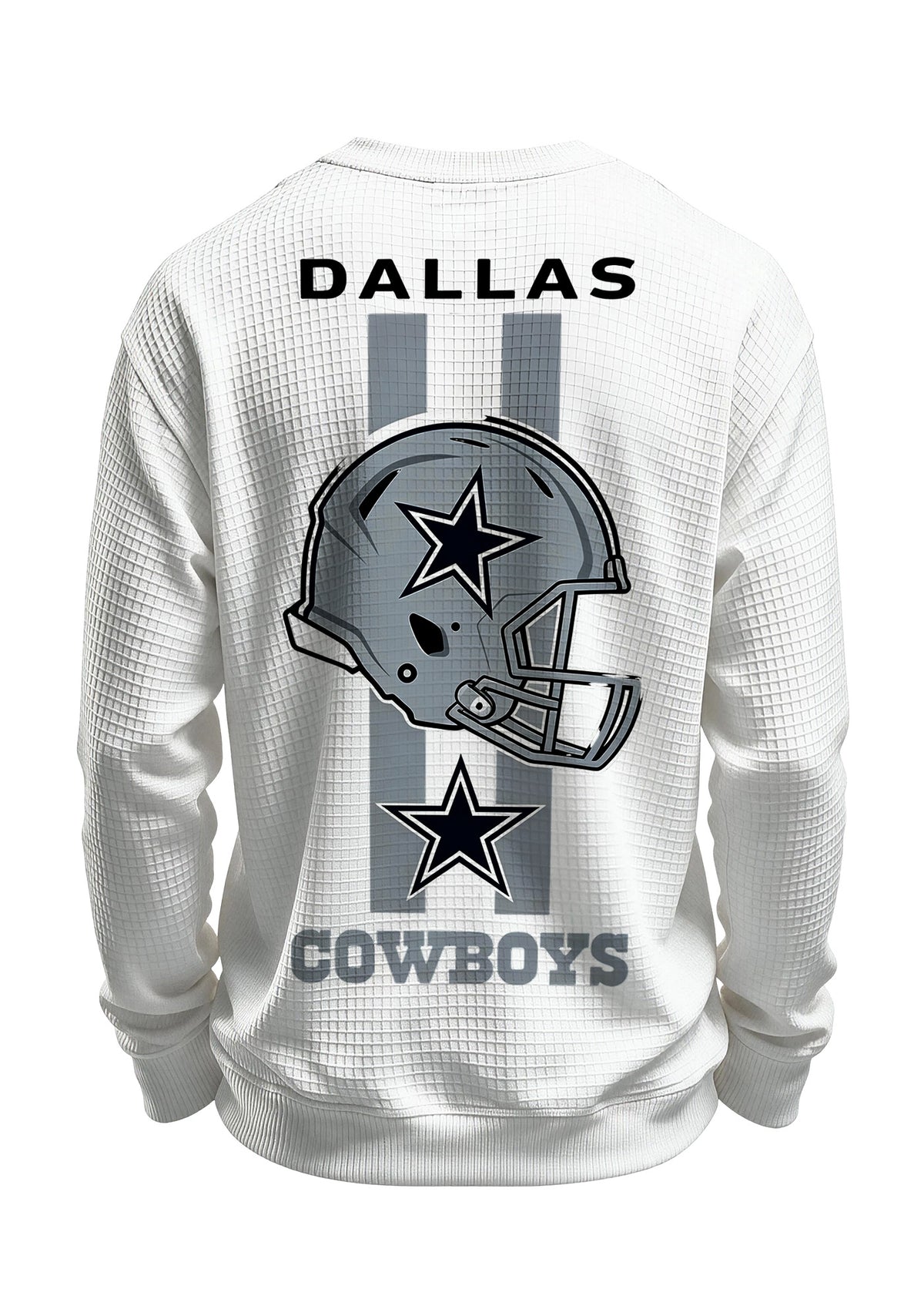 Dallas Cowboys Helmet Star Logo Waffle Knit Crewneck Sweatshirt