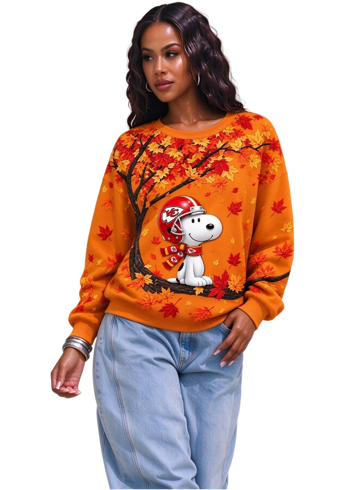 Women's Kansas City Chiefs Snoopy Fall Maple Tree Sweatshirt Main image