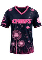 Kansas City Chiefs Breast Cancer Awareness Dandelion V-Neck T-Shirt