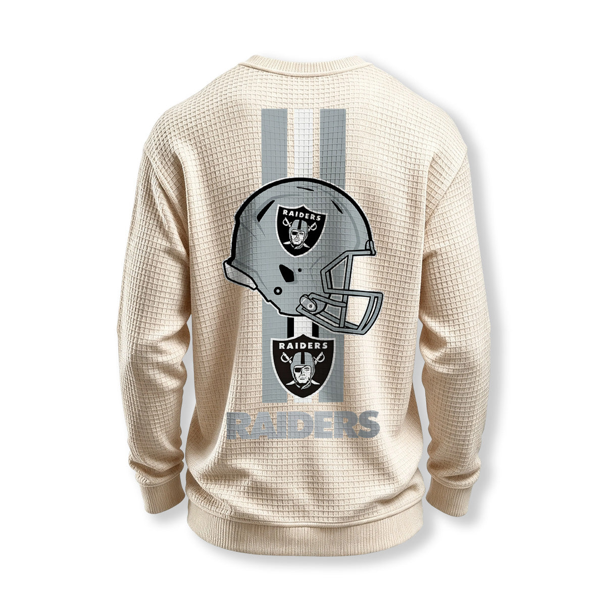 Raiders Helmet Graphic Waffle Knit Crewneck Sweatshirt