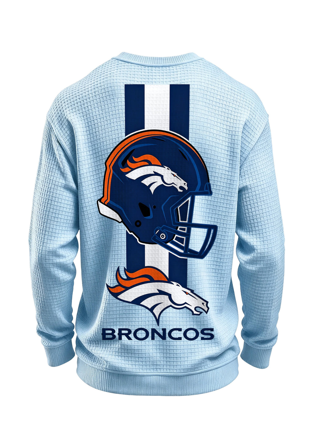Denver Broncos Horse Helmet Waffle Knit Crewneck Sweatshirt