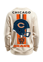 Chicago Bears Helmet Bear Logo Waffle Knit Crewneck Sweatshirt
