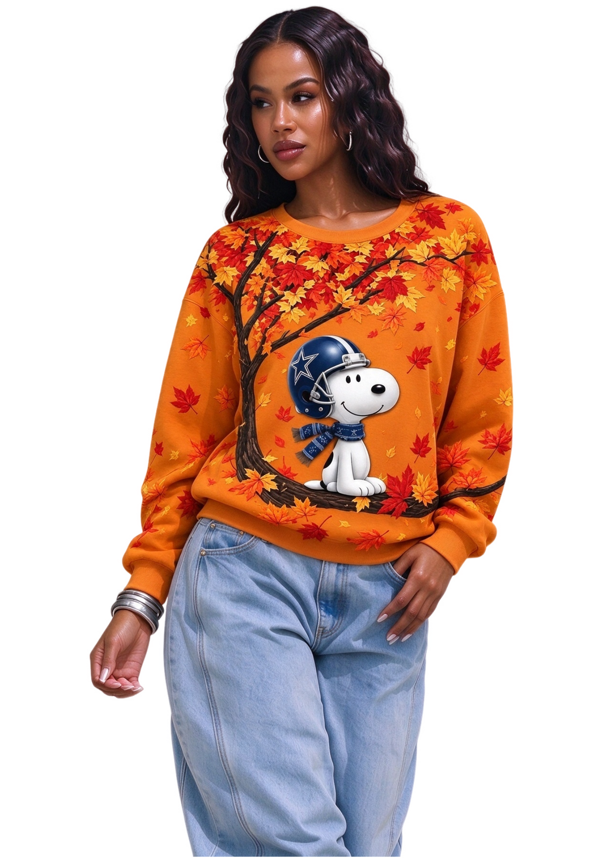 Women's Dallas Cowboys Snoopy Autumn Maple Leaf Tree Sweatshirt Main image