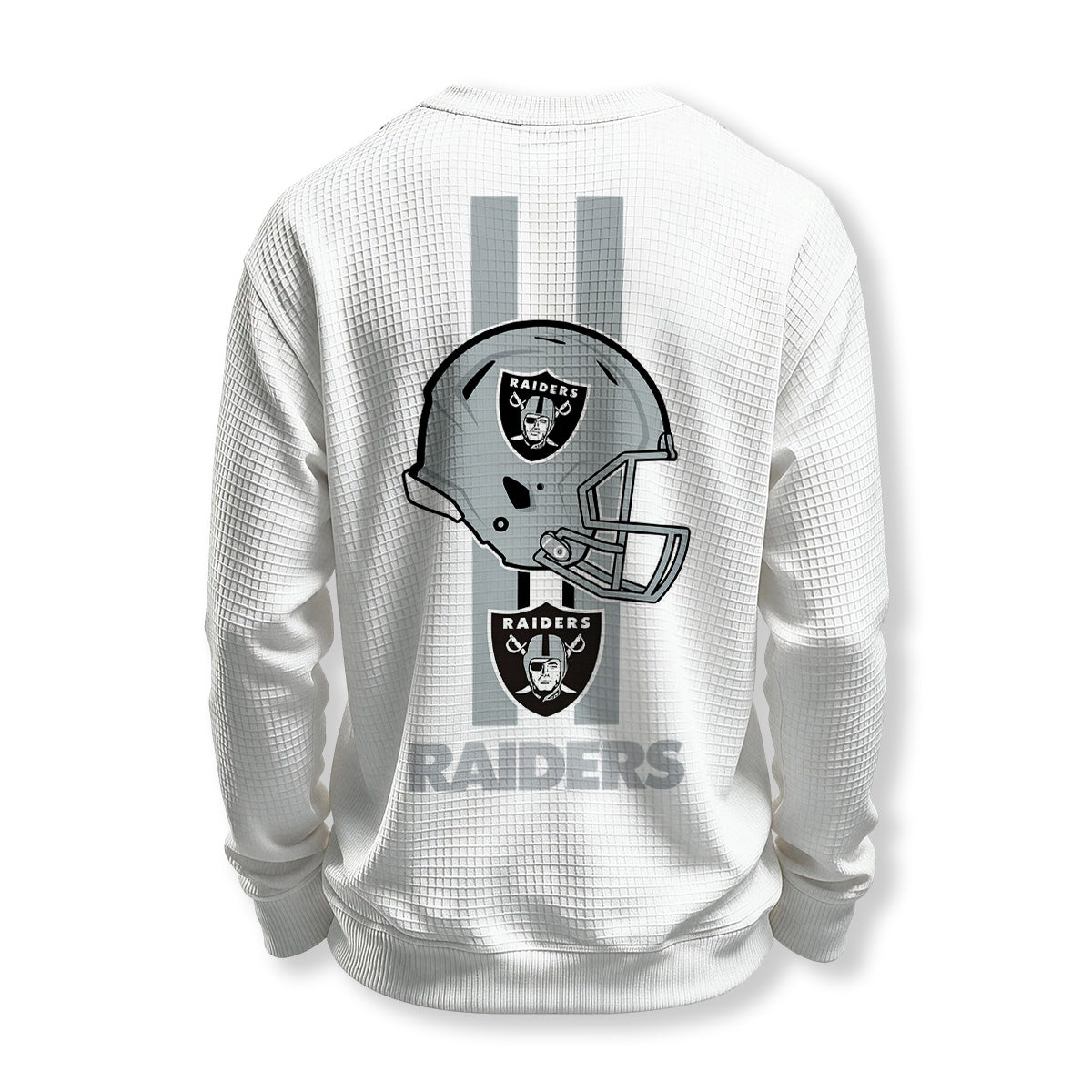 Raiders Helmet Graphic Waffle Knit Crewneck Sweatshirt