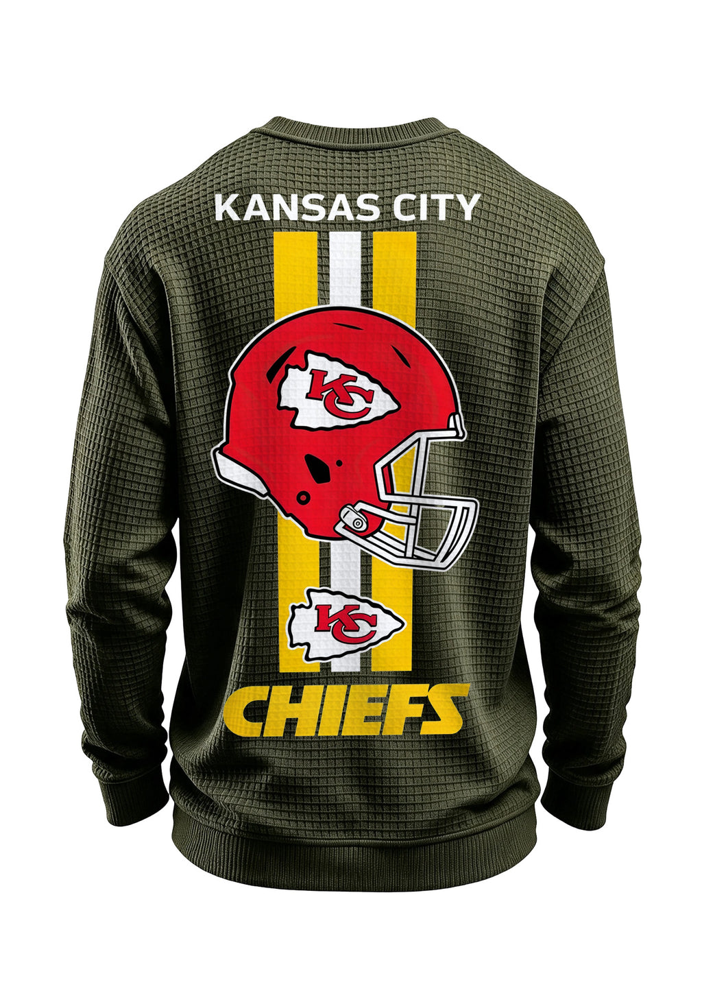 Kansas City Chiefs Helmet Waffle Knit Crewneck Sweatshirt