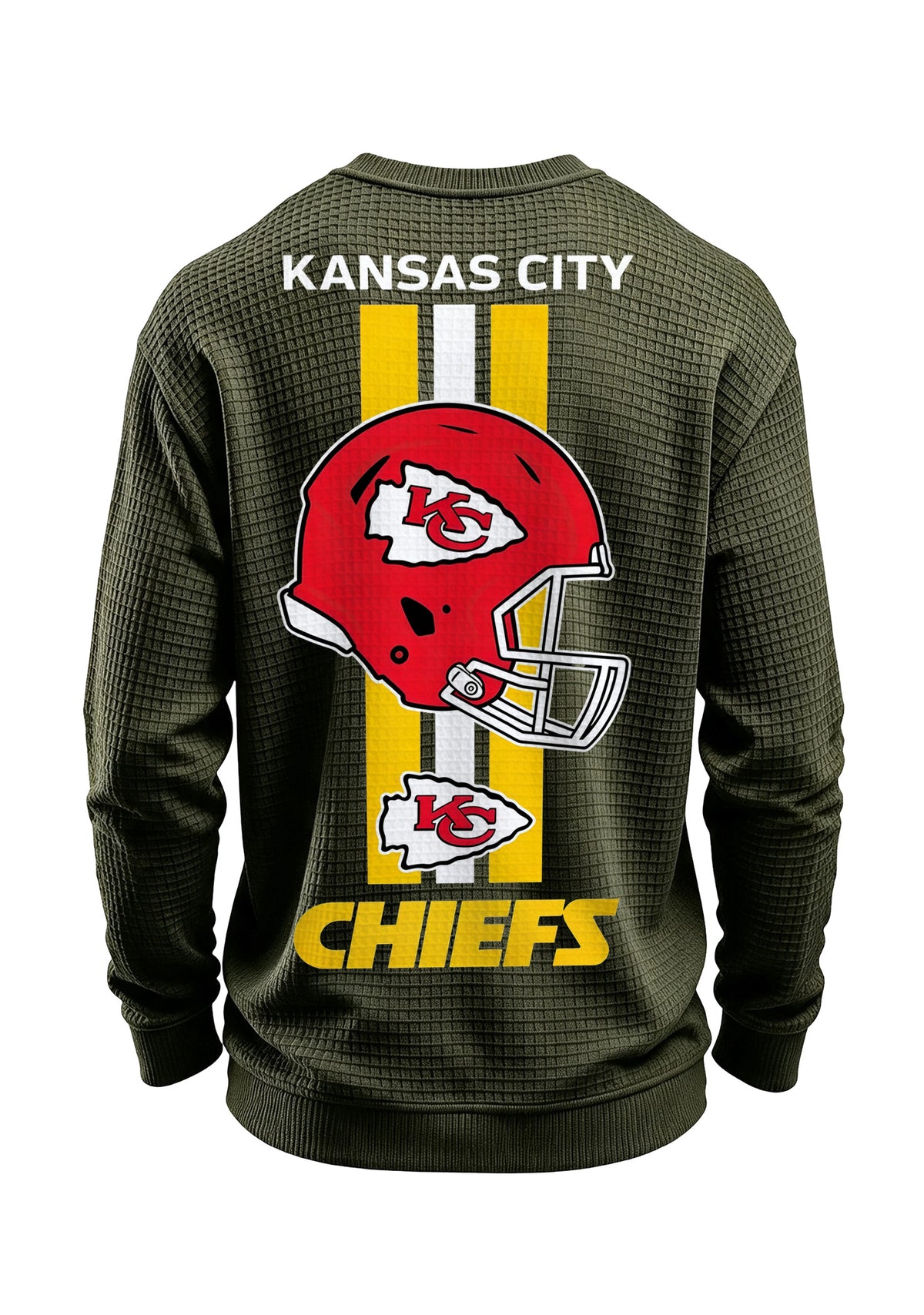 Kansas City Chiefs Helmet Waffle Knit Crewneck Sweatshirt