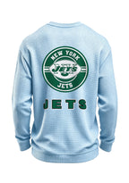 New York Jets Circular Logo Waffle Knit Crewneck Sweatshirt