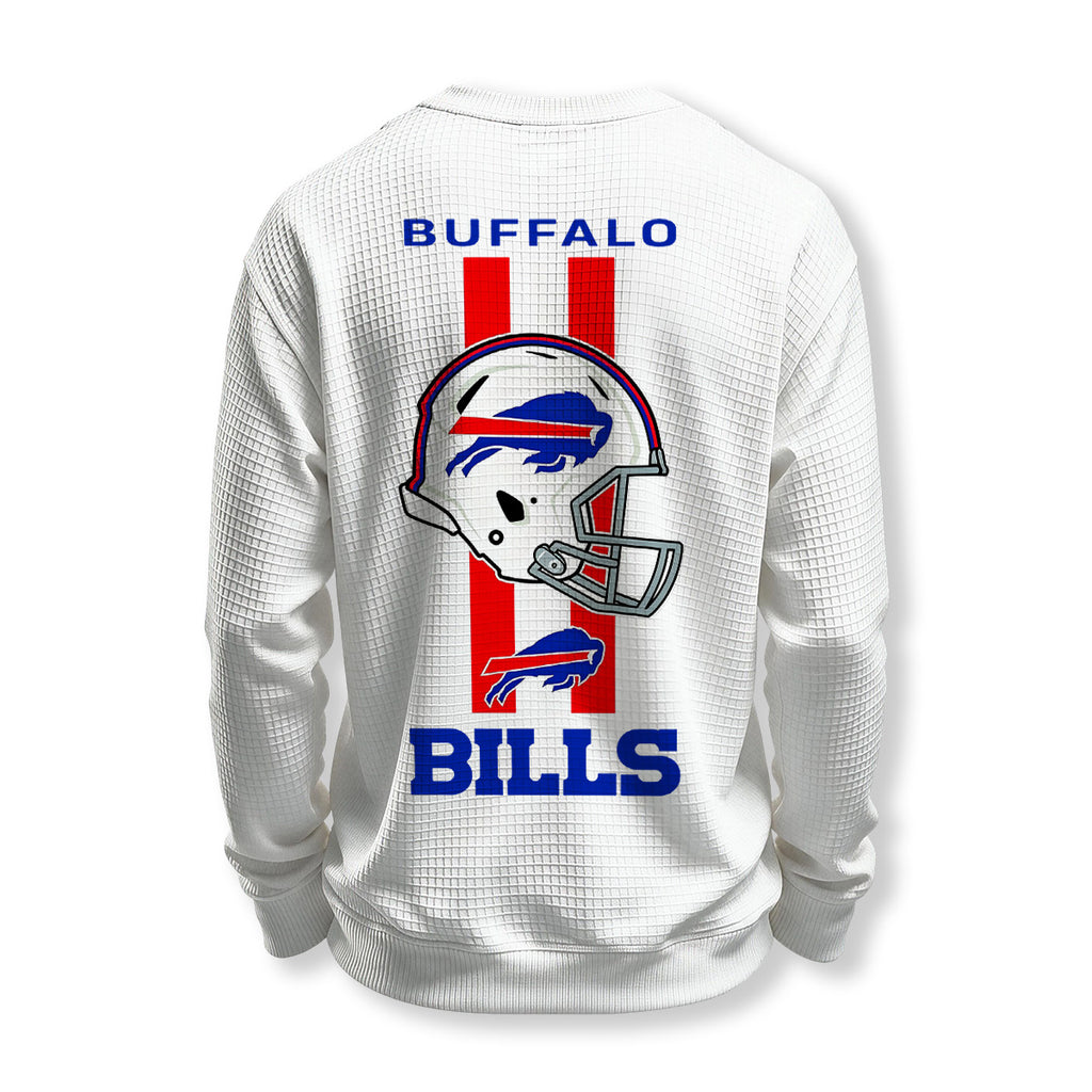 Buffalo Bills Helmet Waffle Knit Crewneck Sweatshirt