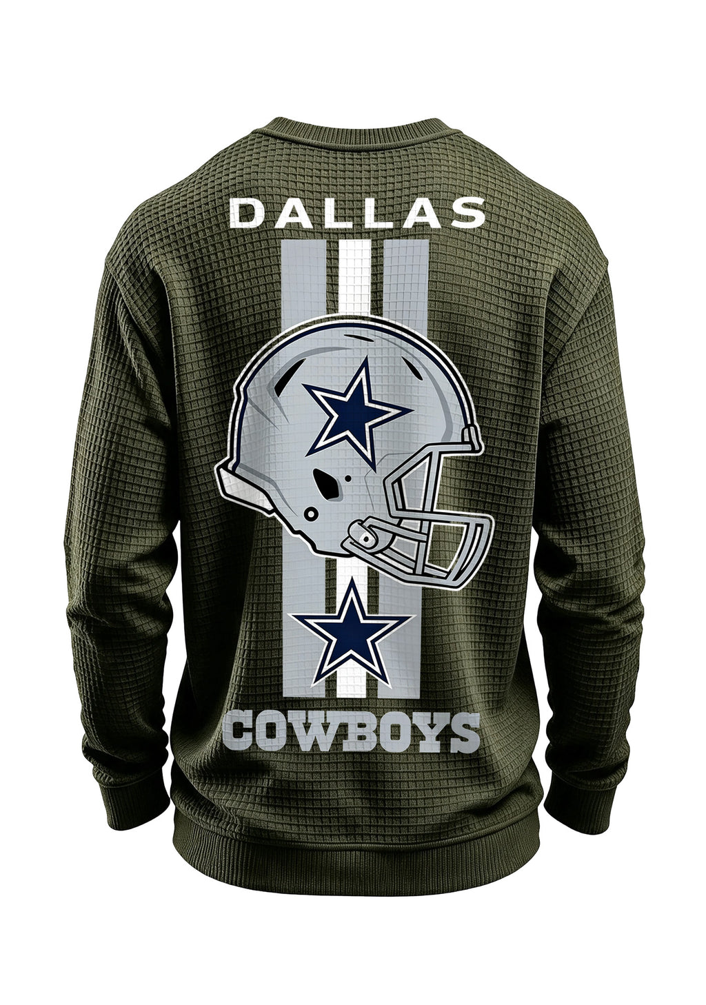 Dallas Cowboys Helmet Star Logo Waffle Knit Crewneck Sweatshirt