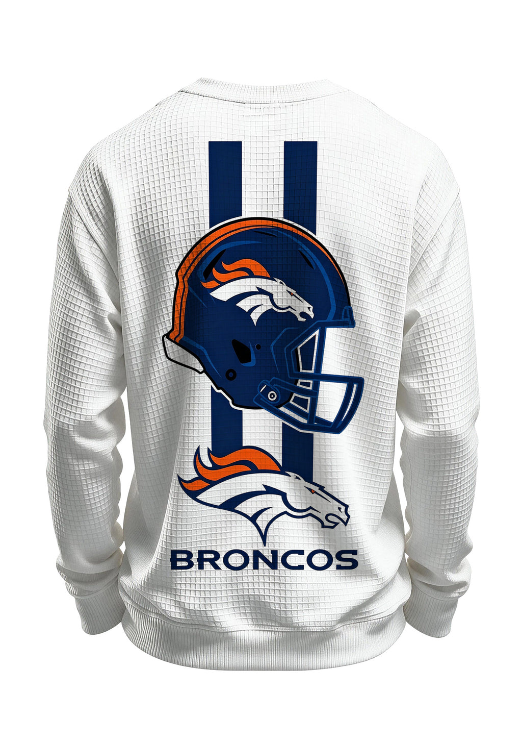 Denver Broncos Horse Helmet Waffle Knit Crewneck Sweatshirt