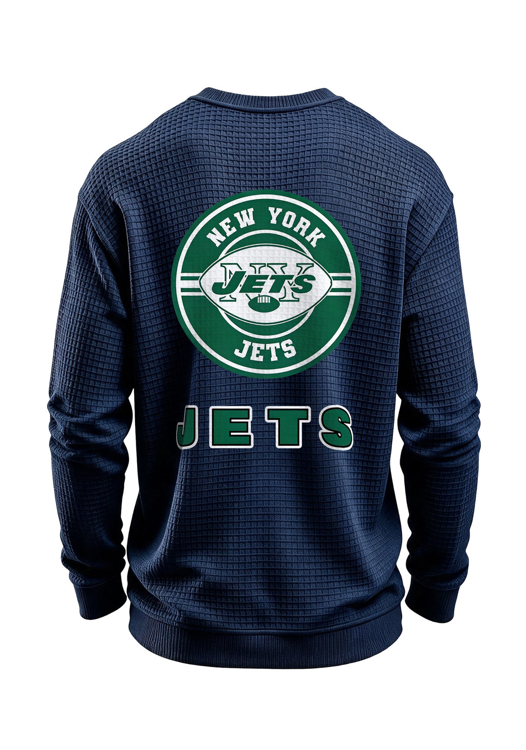 New York Jets Circular Logo Waffle Knit Crewneck Sweatshirt