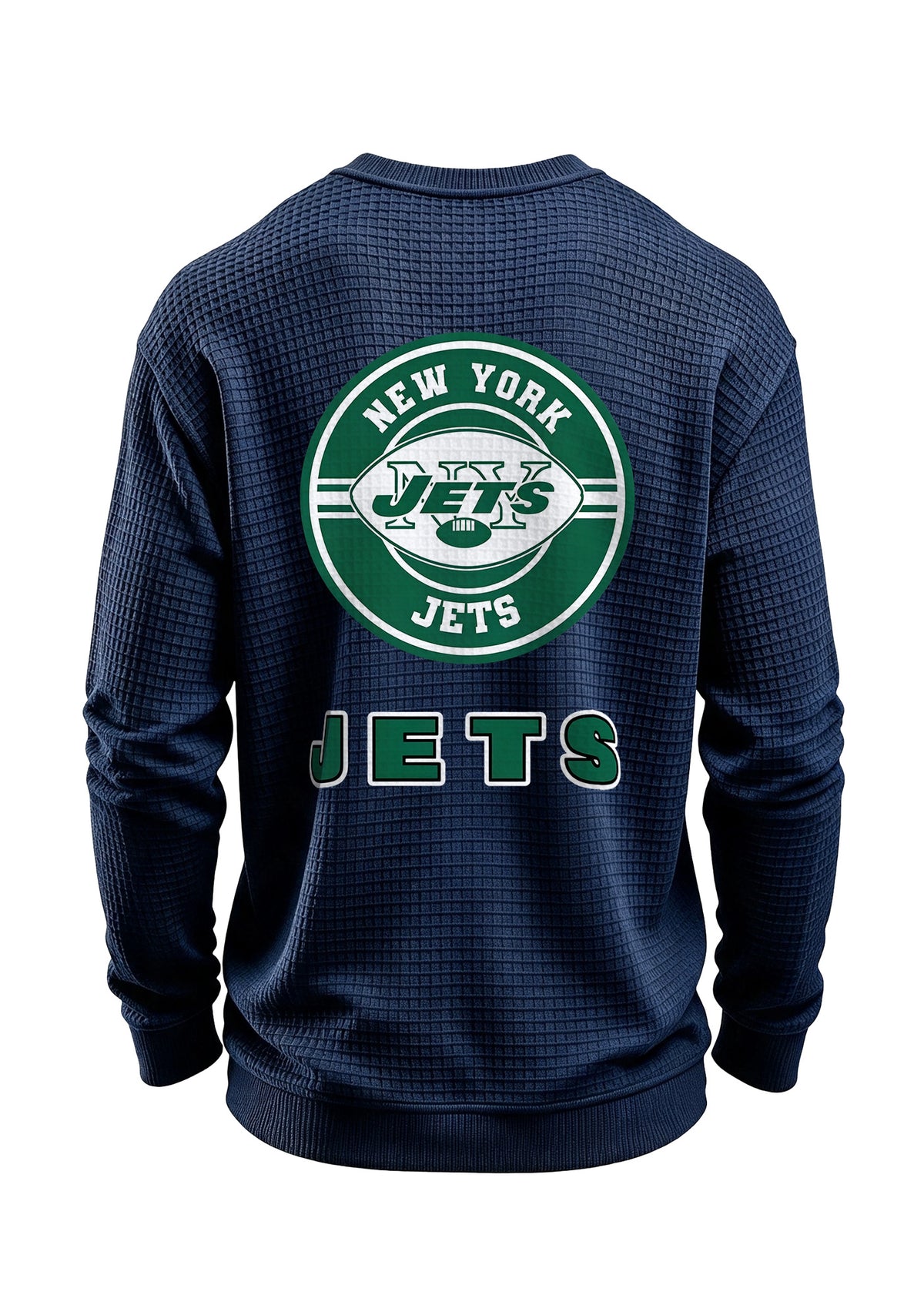 New York Jets Circular Logo Waffle Knit Crewneck Sweatshirt