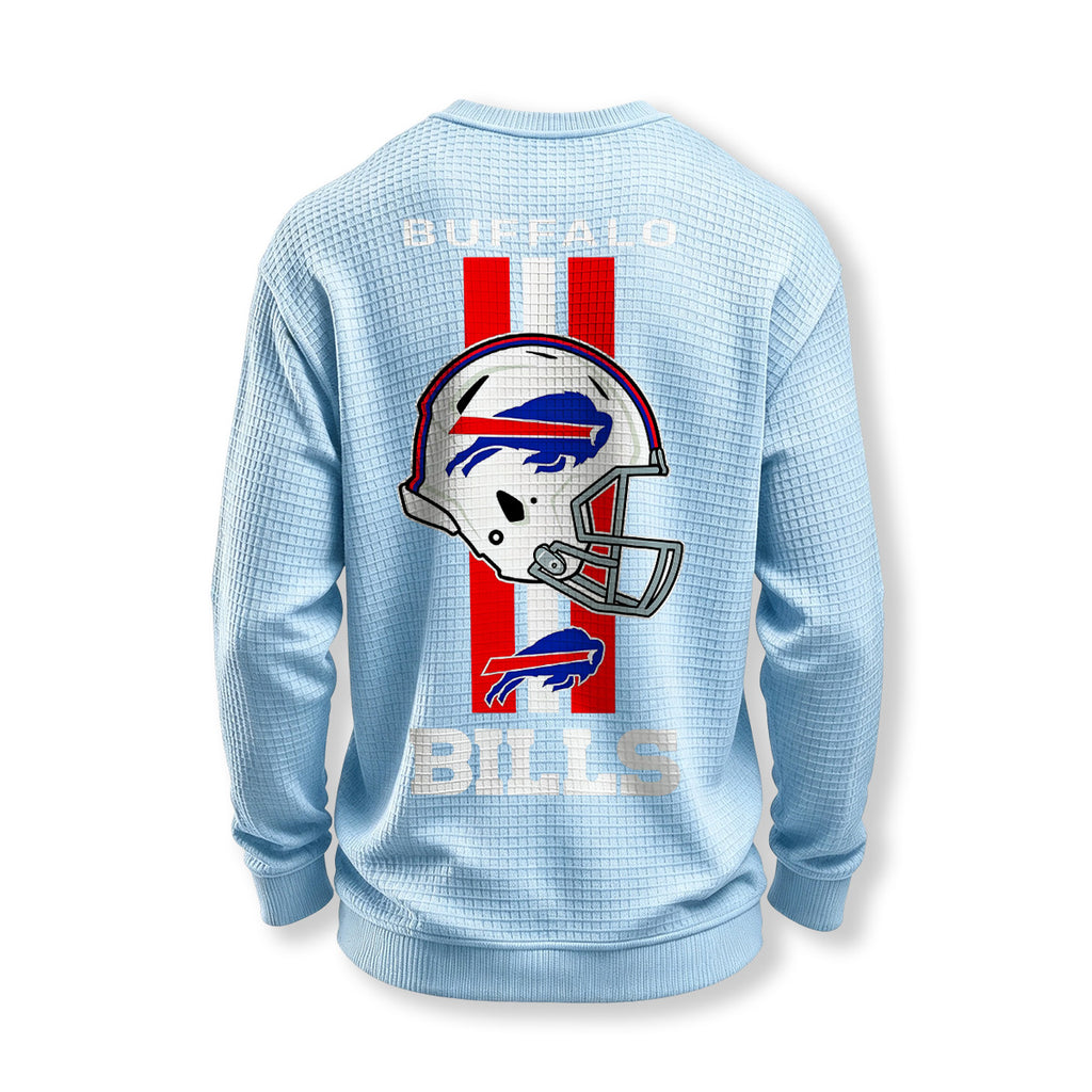 Buffalo Bills Helmet Waffle Knit Crewneck Sweatshirt