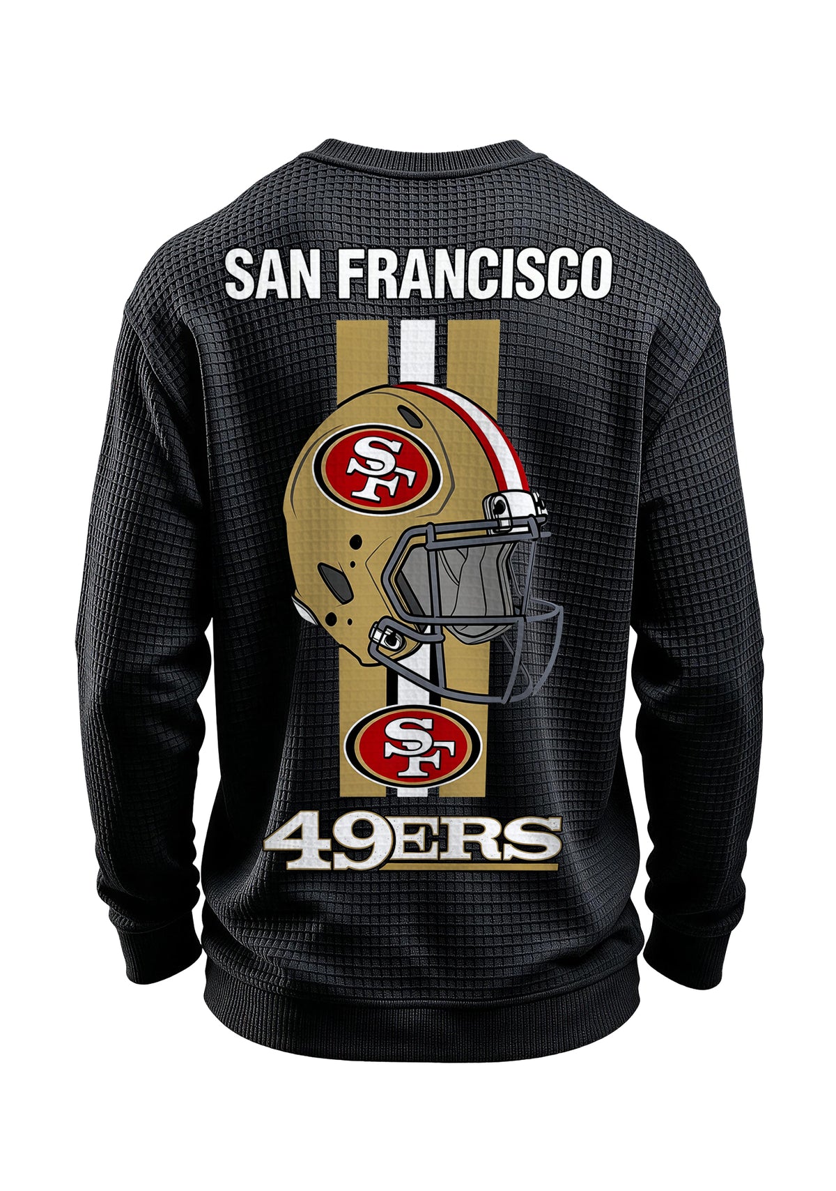 San Francisco 49ers Helmet Logo Waffle Knit Crewneck Sweatshirt