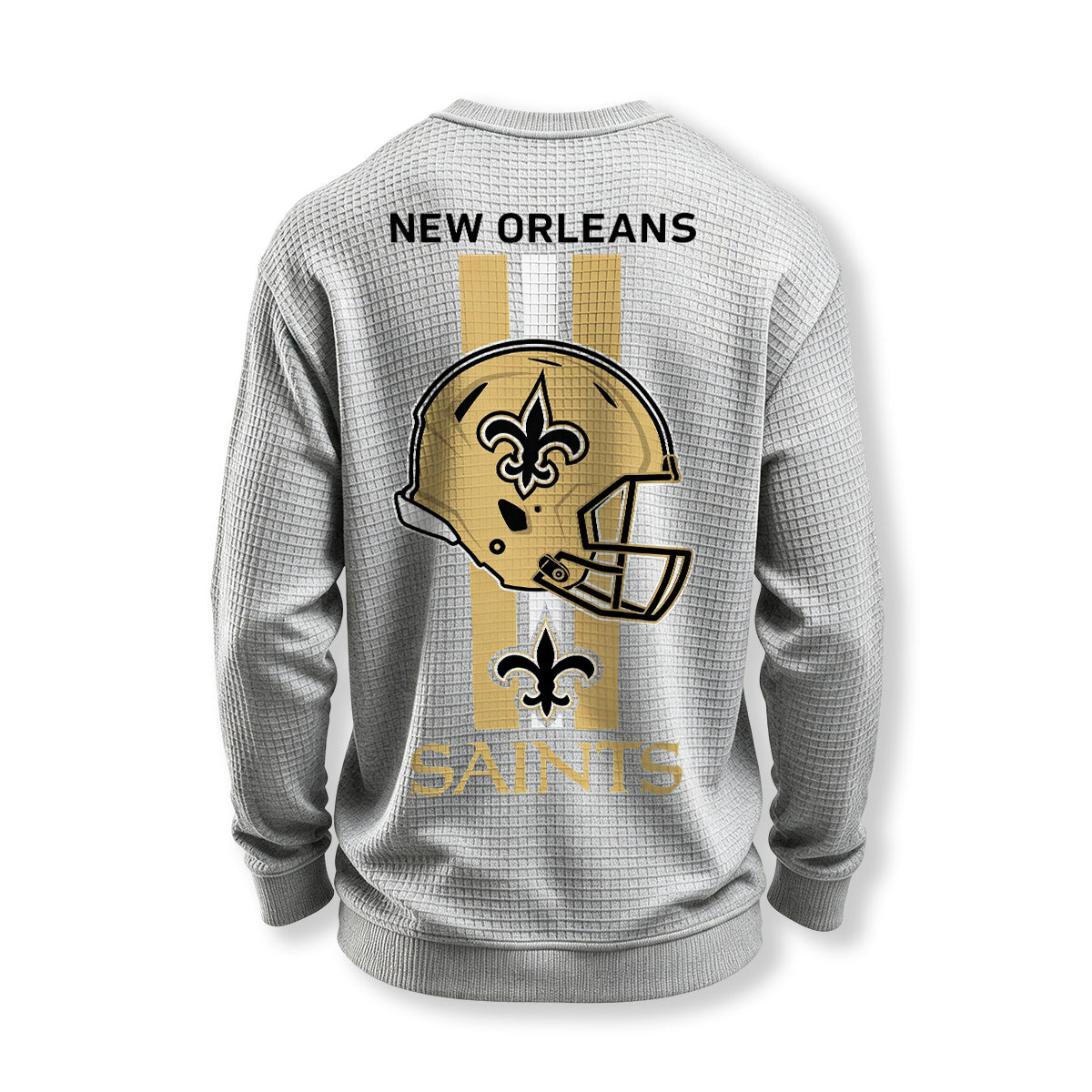 New Orleans Saints Helmet Waffle Knit Crewneck Sweatshirt