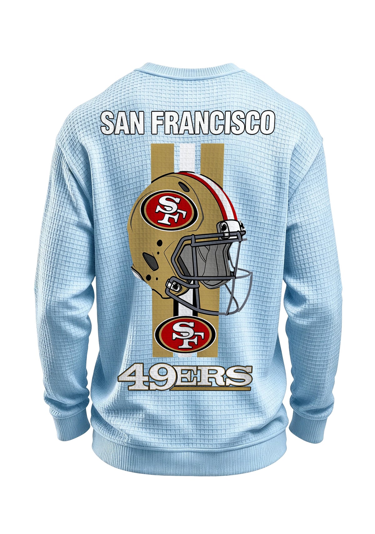 San Francisco 49ers Helmet Logo Waffle Knit Crewneck Sweatshirt