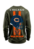 Chicago Bears Helmet Bear Logo Waffle Knit Crewneck Sweatshirt