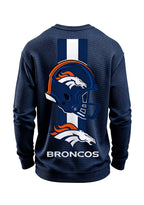 Denver Broncos Horse Helmet Waffle Knit Crewneck Sweatshirt