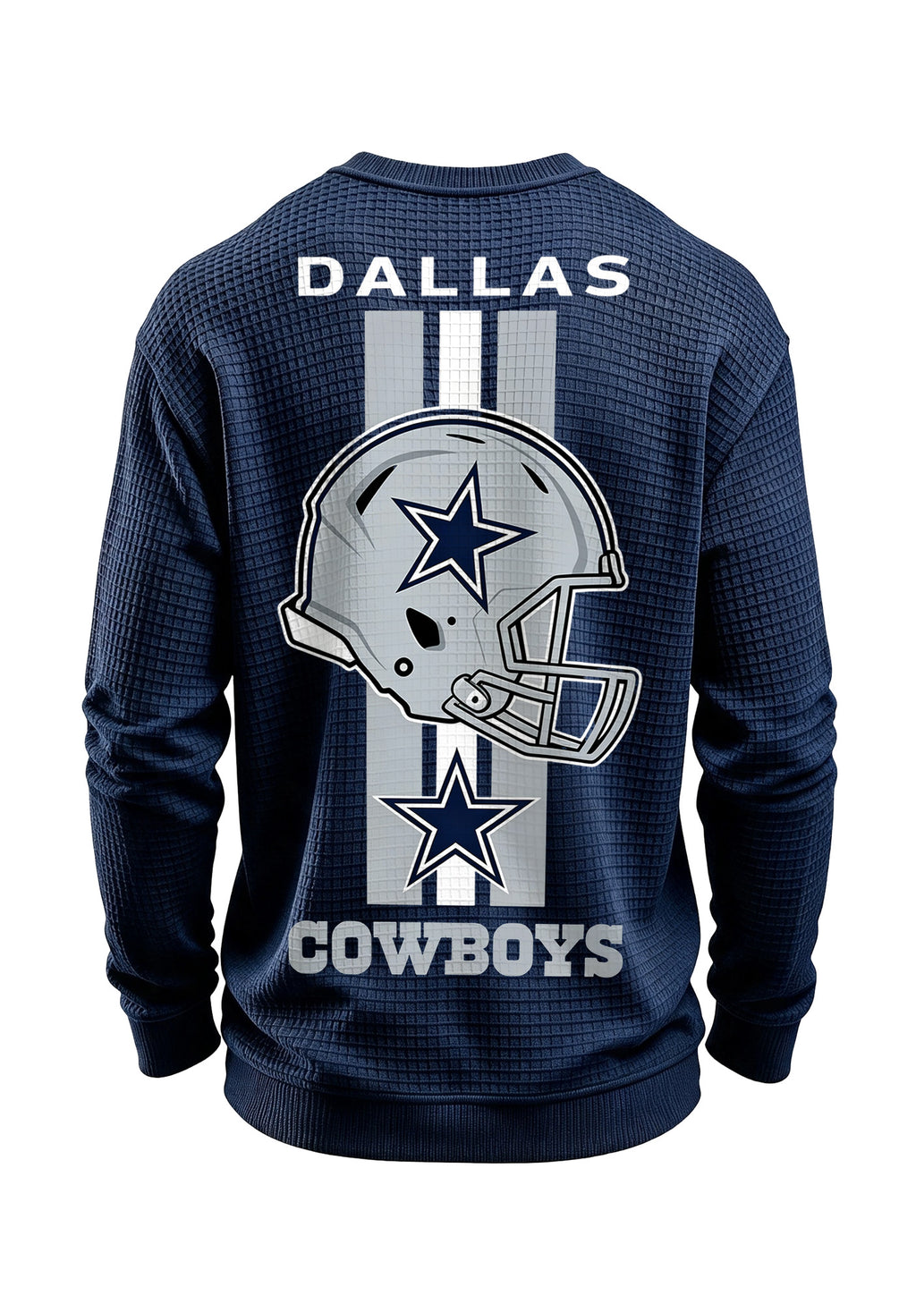 Dallas Cowboys Helmet Star Logo Waffle Knit Crewneck Sweatshirt