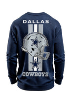 Dallas Cowboys Helmet Star Logo Waffle Knit Crewneck Sweatshirt