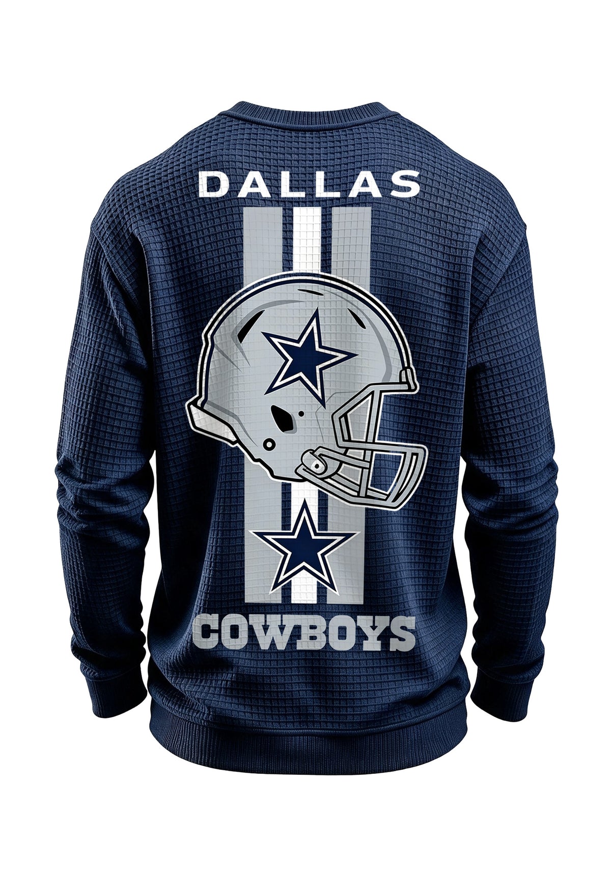Dallas Cowboys Helmet Star Logo Waffle Knit Crewneck Sweatshirt