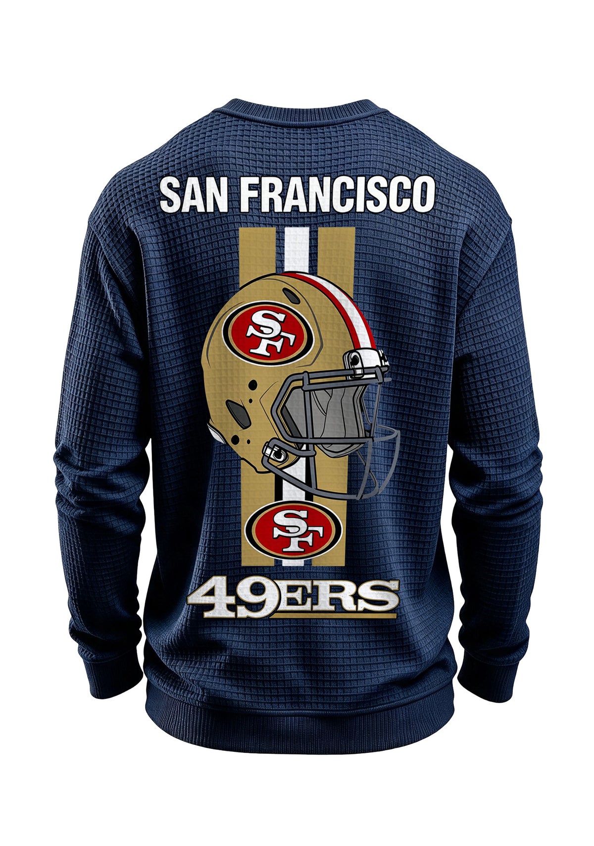 San Francisco 49ers Helmet Logo Waffle Knit Crewneck Sweatshirt