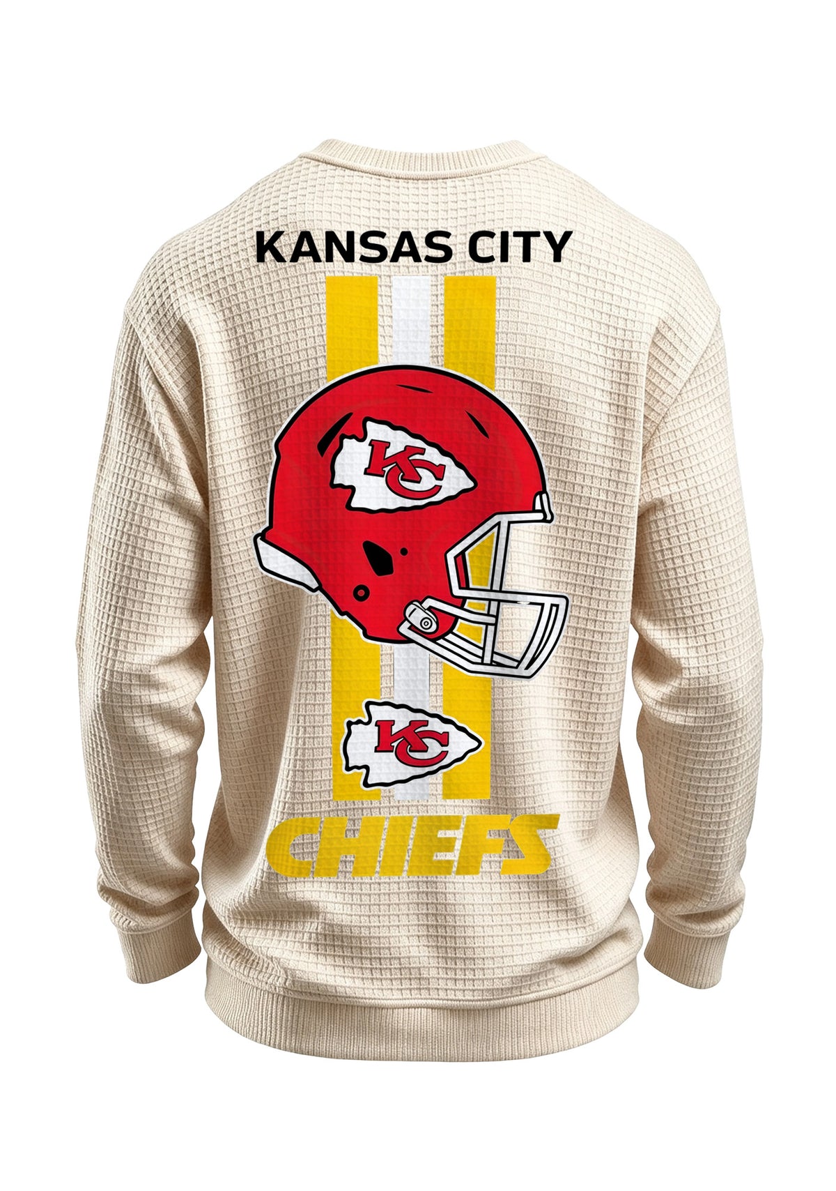 Kansas City Chiefs Helmet Waffle Knit Crewneck Sweatshirt