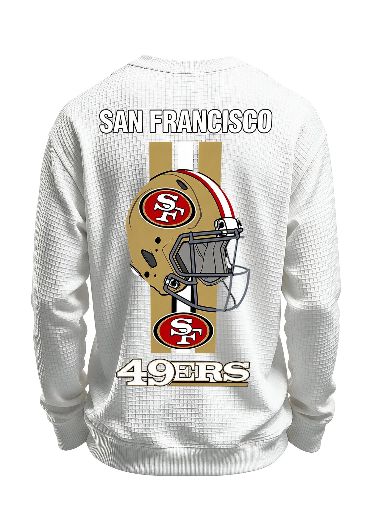 San Francisco 49ers Helmet Logo Waffle Knit Crewneck Sweatshirt