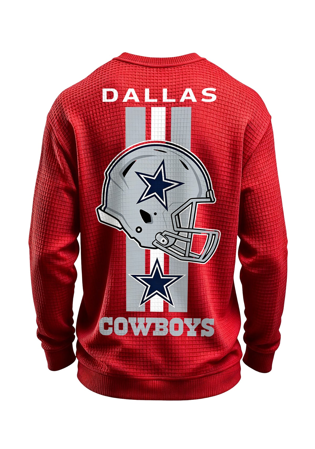Dallas Cowboys Helmet Star Logo Waffle Knit Crewneck Sweatshirt