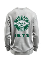 New York Jets Circular Logo Waffle Knit Crewneck Sweatshirt