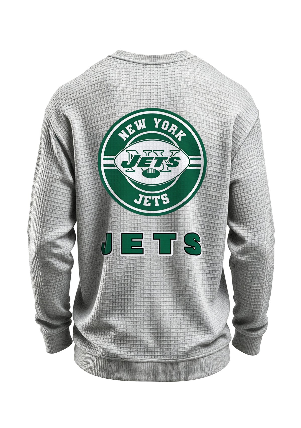 New York Jets Circular Logo Waffle Knit Crewneck Sweatshirt