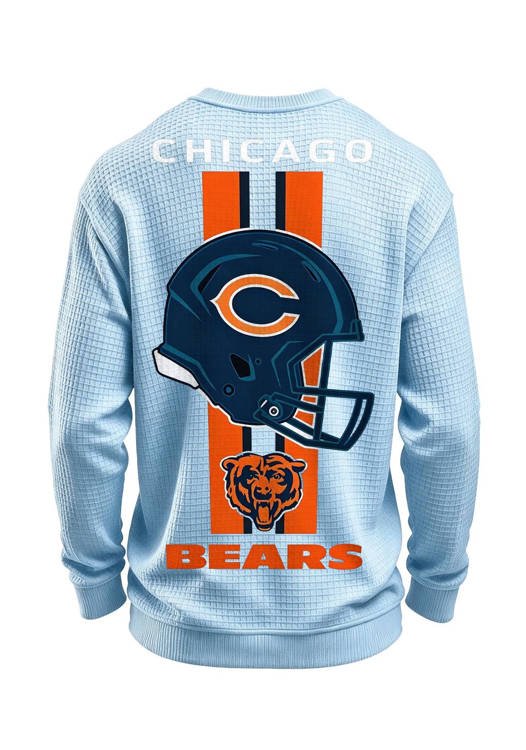 Chicago Bears Helmet Bear Logo Waffle Knit Crewneck Sweatshirt