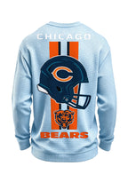 Chicago Bears Helmet Bear Logo Waffle Knit Crewneck Sweatshirt