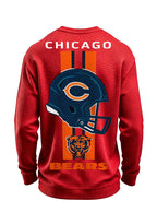 Chicago Bears Helmet Bear Logo Waffle Knit Crewneck Sweatshirt