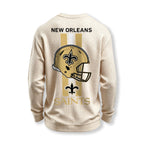 New Orleans Saints Helmet Waffle Knit Crewneck Sweatshirt