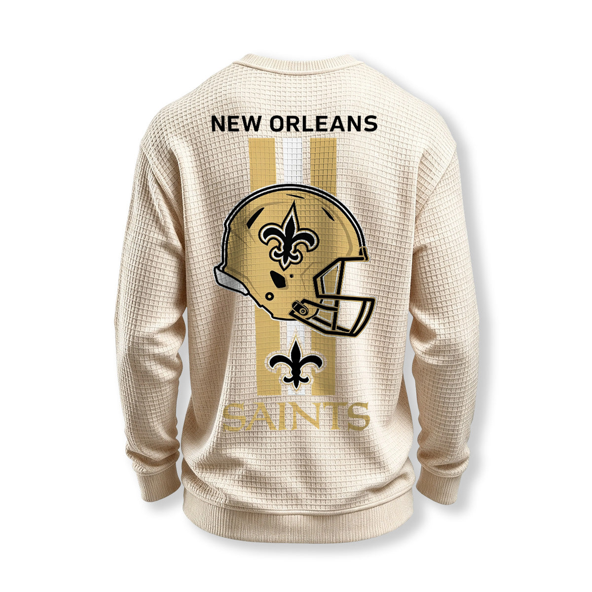 New Orleans Saints Helmet Waffle Knit Crewneck Sweatshirt