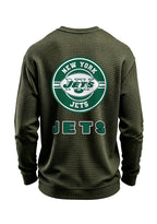 New York Jets Circular Logo Waffle Knit Crewneck Sweatshirt