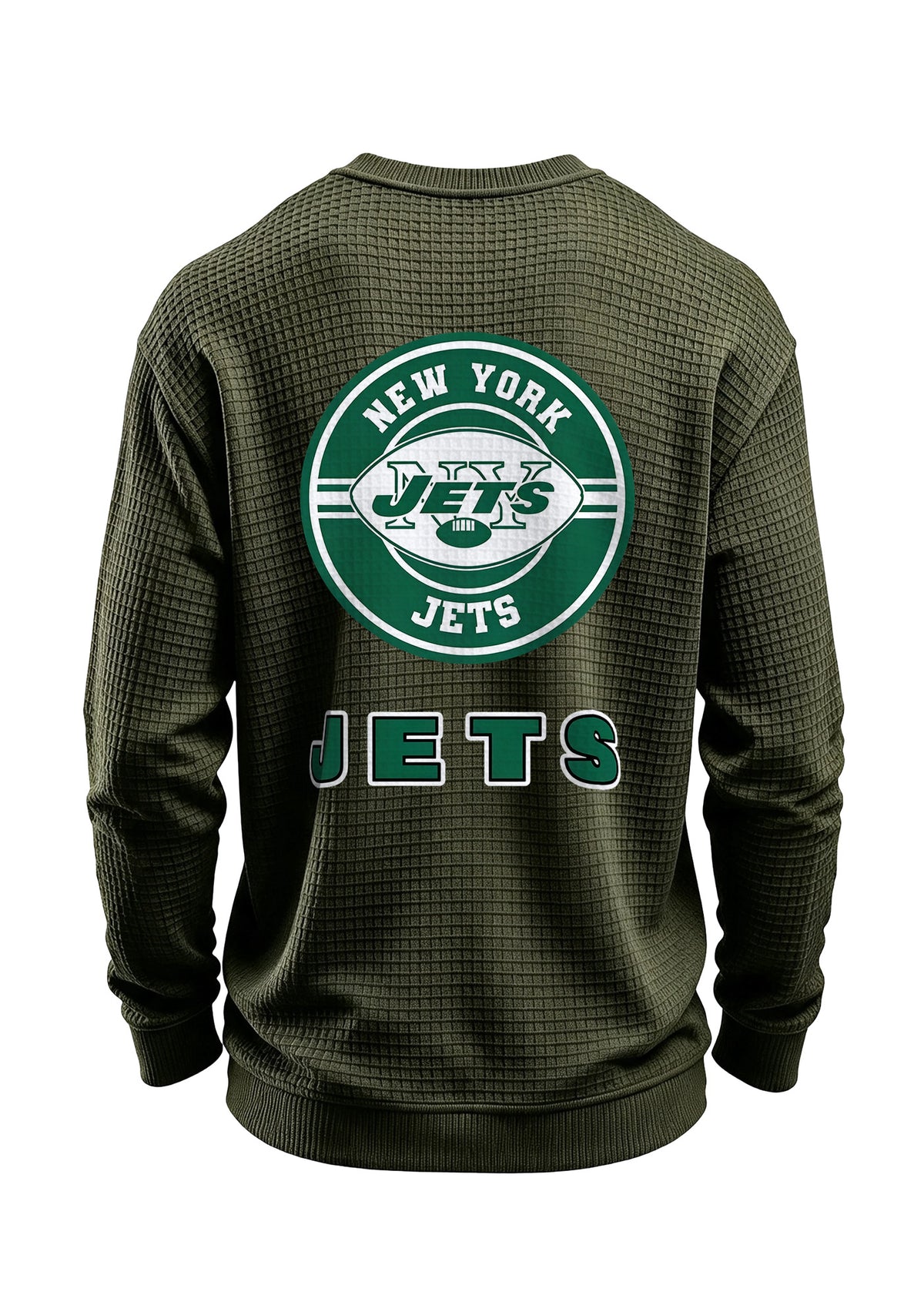 New York Jets Circular Logo Waffle Knit Crewneck Sweatshirt