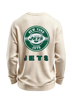 New York Jets Circular Logo Waffle Knit Crewneck Sweatshirt