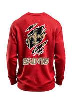 New Orleans Saints Ripped Effect Waffle Knit Crewneck Sweatshirt